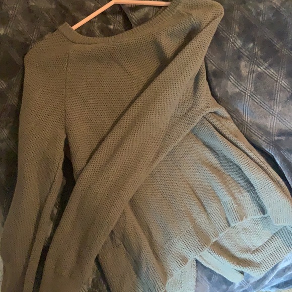 Green Madewell Sweater w/ Crossed Opening in Back - Picture 4 of 11